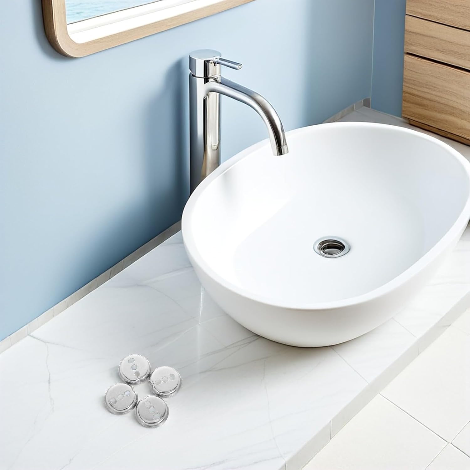 TEHAUX 6pcs Stainless Steel Towel Bar Mounting Plate for Bathroom Accessories, Toilet Roll Holder Repair Parts Sturdy Durability and Versatile Compatibility, for Humid Bathroom Settings