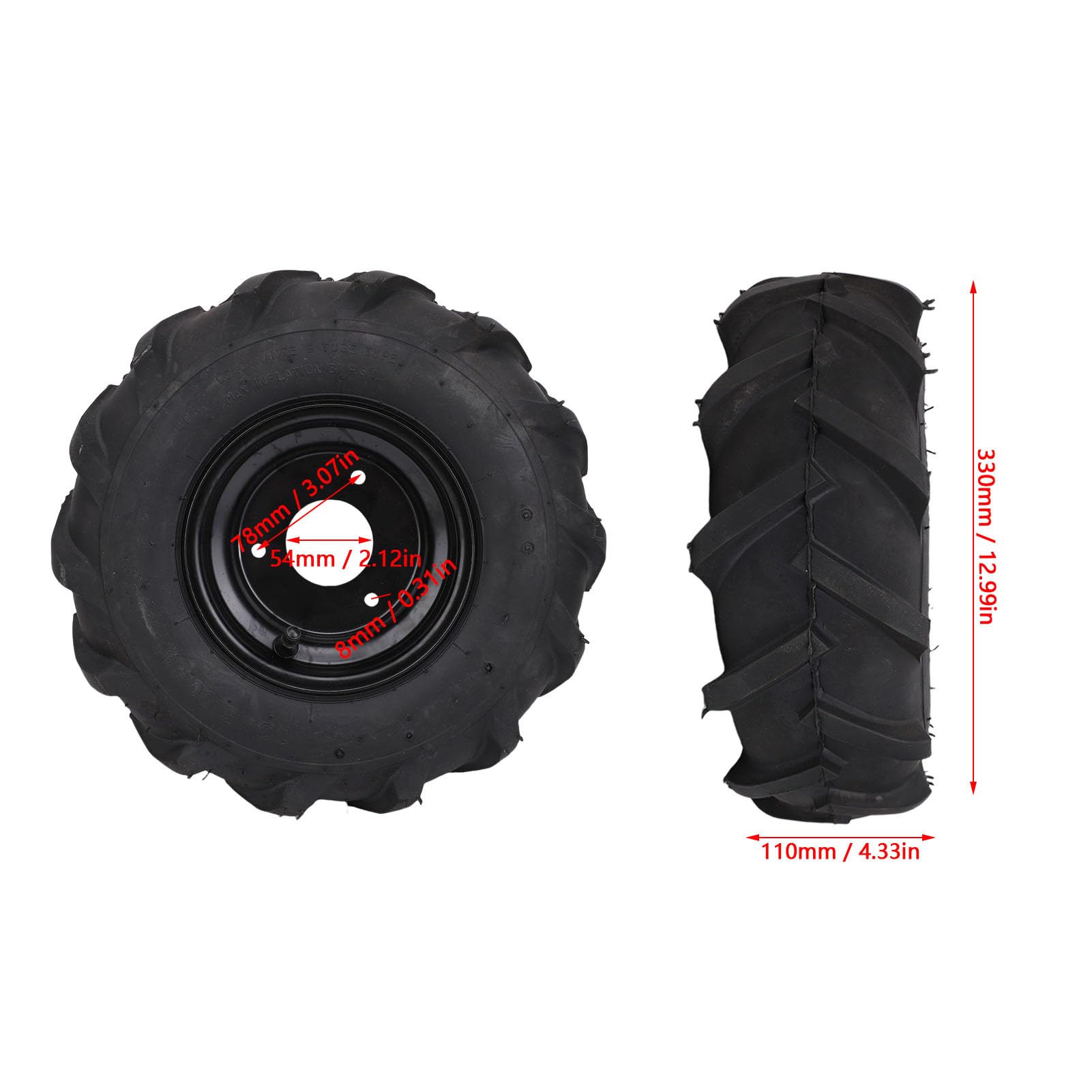 13x5-6 "kół ATV, 6-calowe Opony i Felgi ATV Go, Kółka z kosiarką z Zestawem Obręczy, 3 Otwory, na Quad Off Road Go Cart Mini Bike