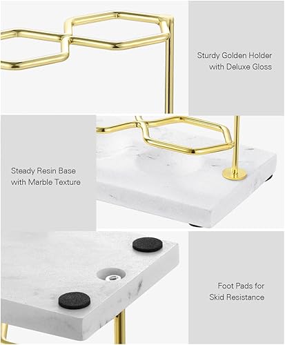 Miniatura 3 de Soporte para cepillos de dientes, soporte eléctrico de resina para cepillos de dientes con 3 ranuras, 2 capas, organizador de accesorios de baño