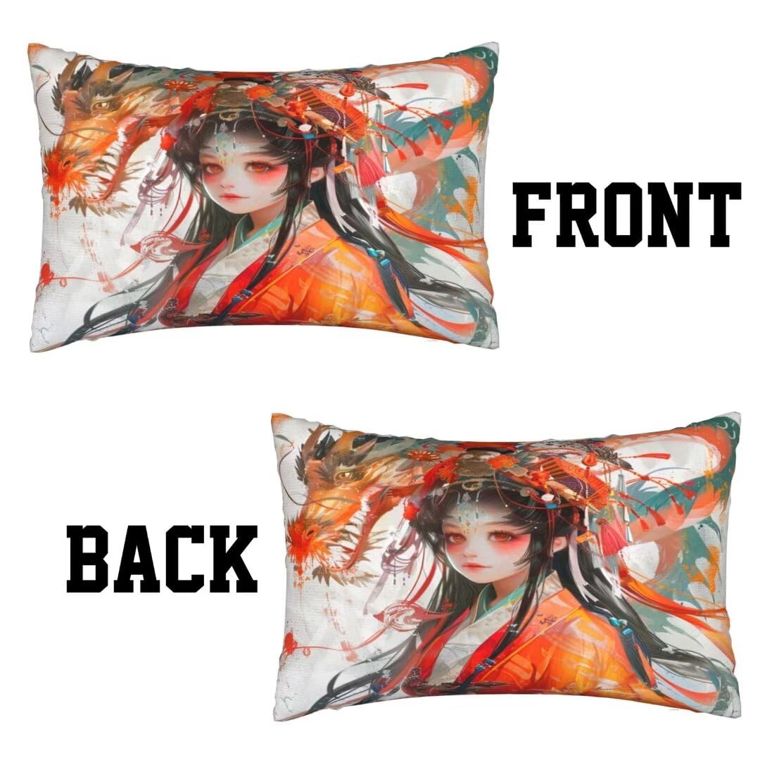 Kissenbezug 60 x 90 cm Anime Kissen, Sofakissen Superweicher Kopfkissenbezug Dekorative Kissenbezüge (2er Set) Kissenhülle mit ReißVerschluss Deko Kissen für Couch Wohnzimmer Schlafzimmer Drache J371