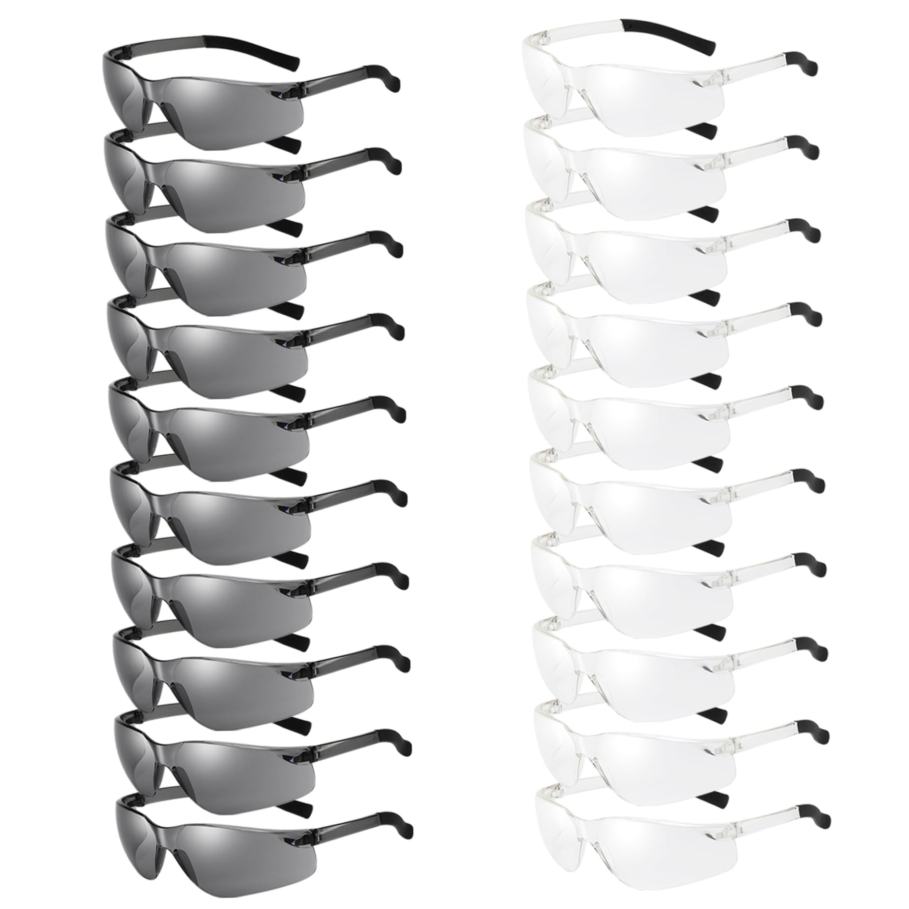 Schutzbrille, 20 Paar HD-Schutzbrille, UV-Schutz, stoßfeste, leicht, für Damen und Herren