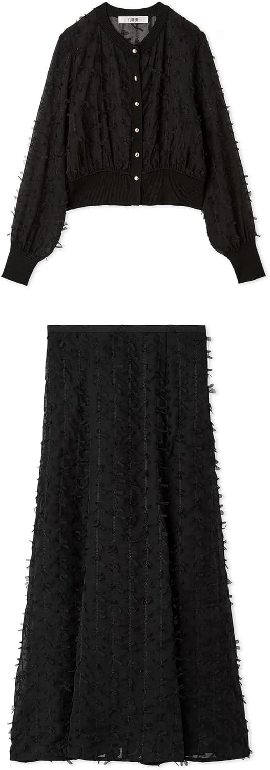 [ファーファー] リボンマテリアルカーディガン RWNT252081 レディース