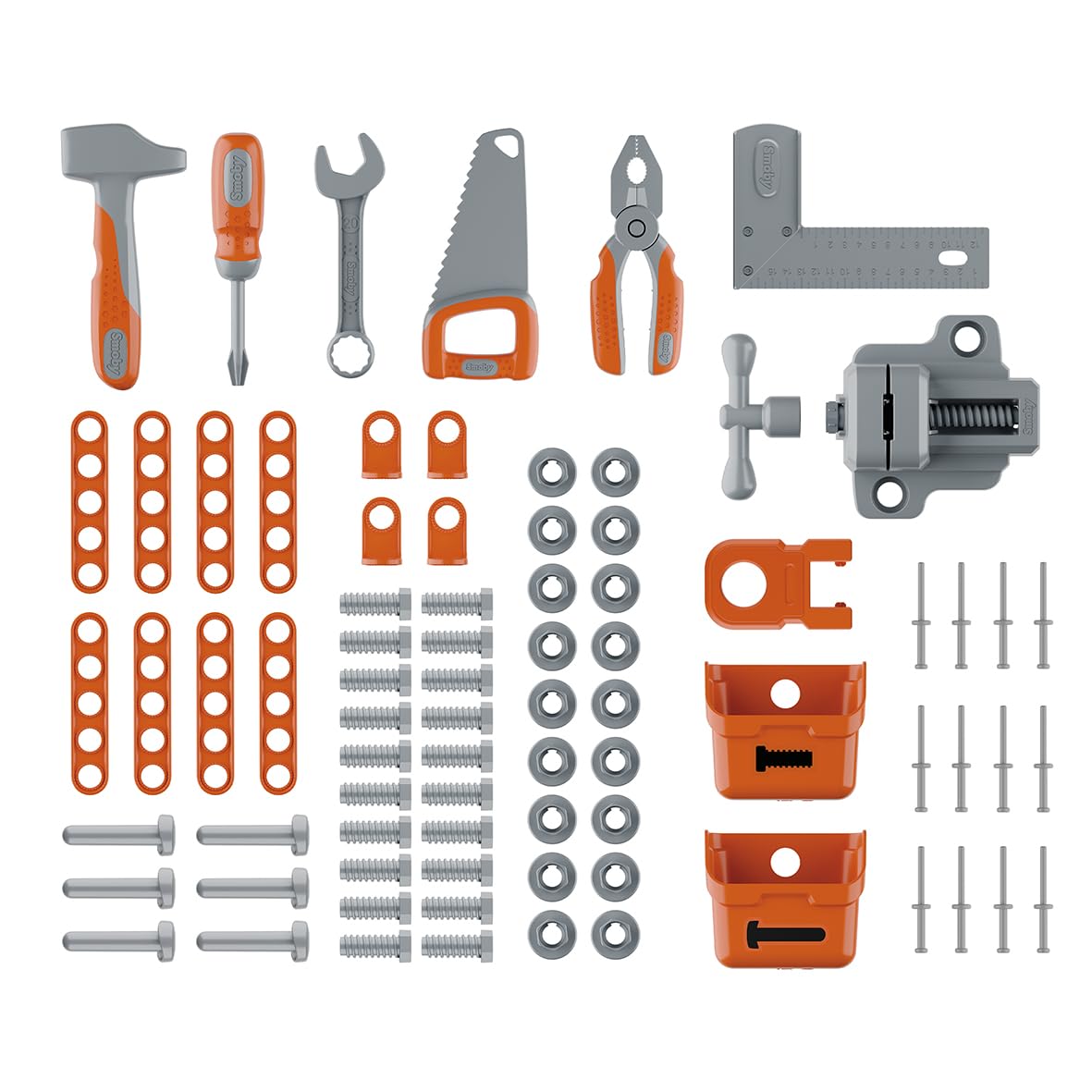 Smoby - Black+Decker - Stół warsztatowy Bricolo - Imitacja zabawki - 78 akcesoriów - 7 narzędzi - Strefy przechowywania - Materiał z recyklingu - Od 3 lat - Wyprodukowano we Francji