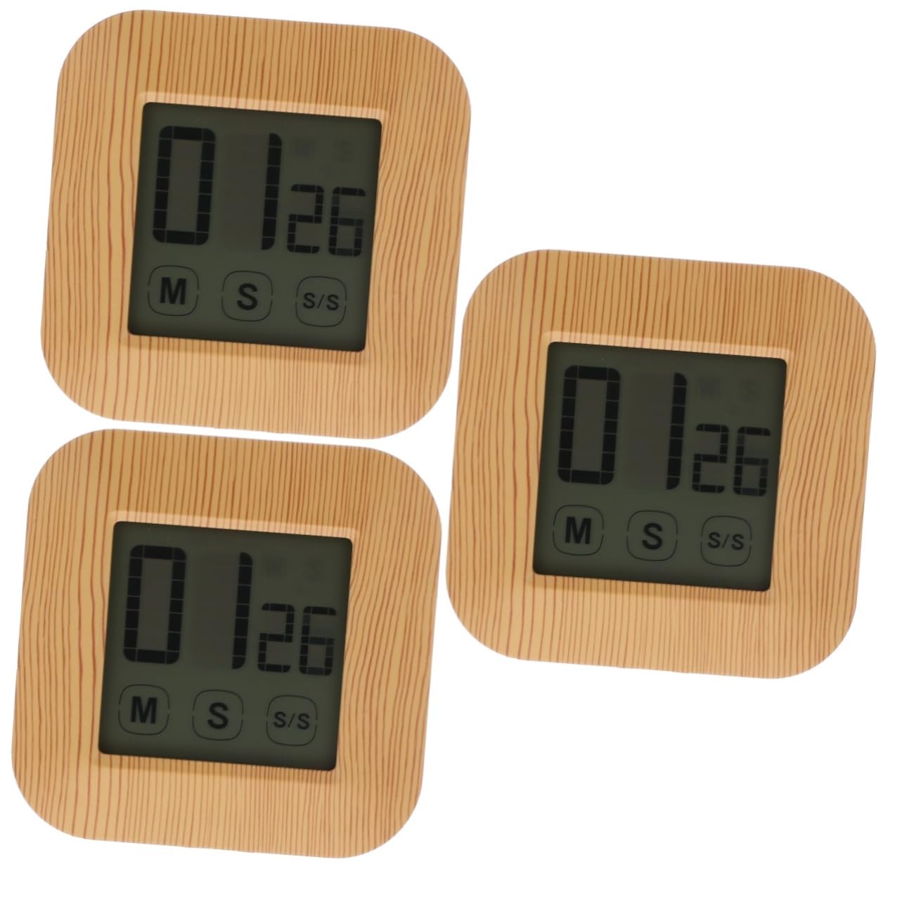 SOLUSTRE 3stücke Multifunktionaler Küchentimer Mit Touch-Funktion Batteriefrei Für Präzises Kochen Backen Und Zeitmanagement Holzoptik Magnetisch Für Einfache Befestigung