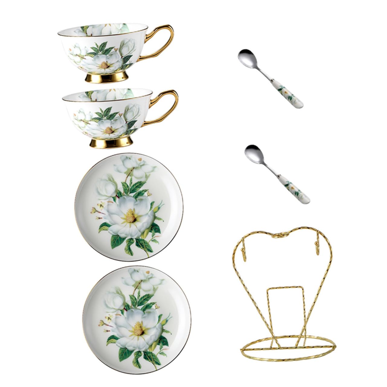 Set da 1 Tazza e Piattino in Ceramica Decoro Dorato, Facile da Pulire e Resistente per Tè e Caffè, per Pomeriggi Rilassanti e Colazioni Eleganti