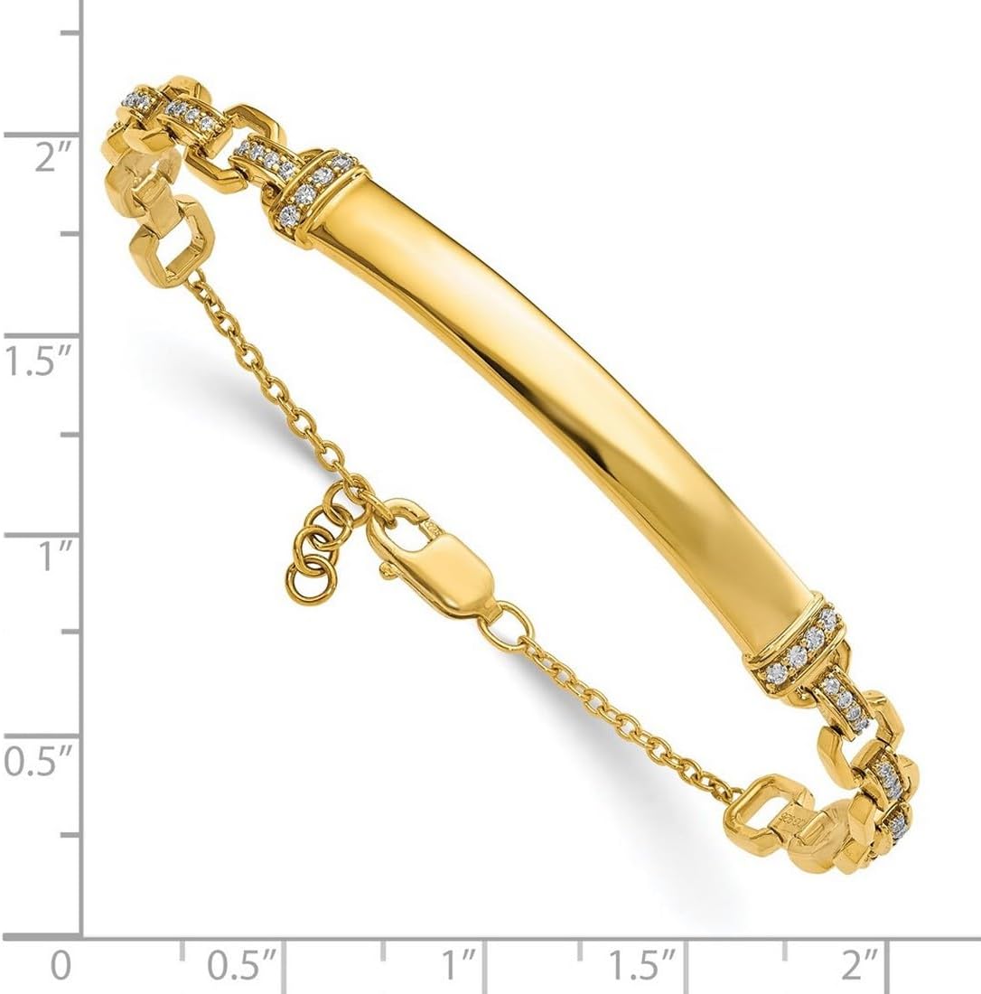 JewelryWeb 14k Gold Diamond ID Bracelet Identification Bracelet for Women