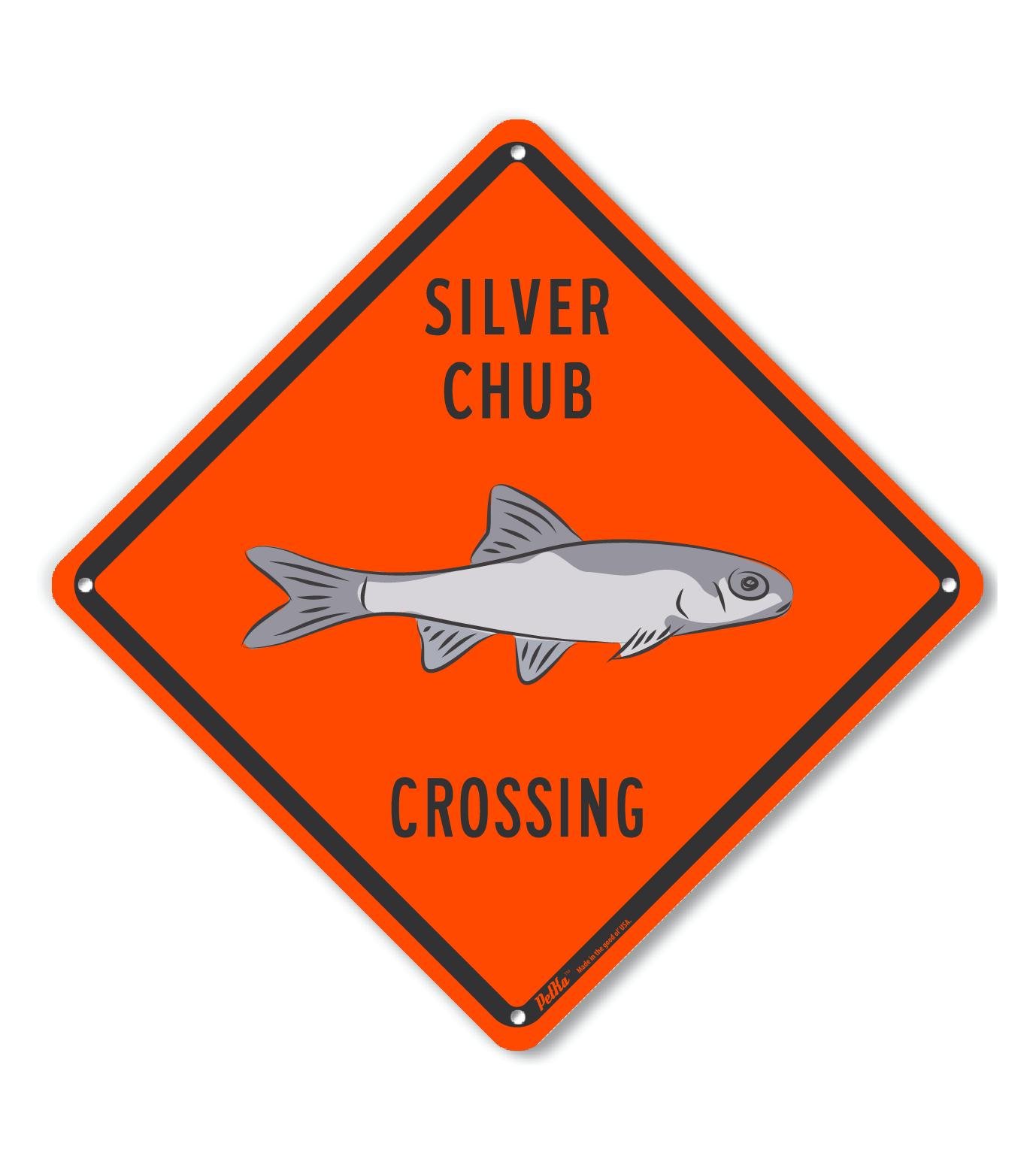 Panneau en plastique Silver Chub Crossing orange de 25,4 cm - 2