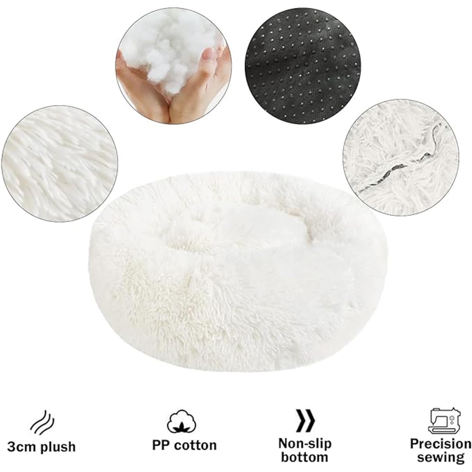 Rotondo Cuccia Cane Interno, Peluche Cuccia Gatto e Cane Ciambella Cuscino per Cani, Lavabile e Morbido Cuscino per Animale Domestico, per Perros y Gatos Grandes (120 cm,Borgogna)