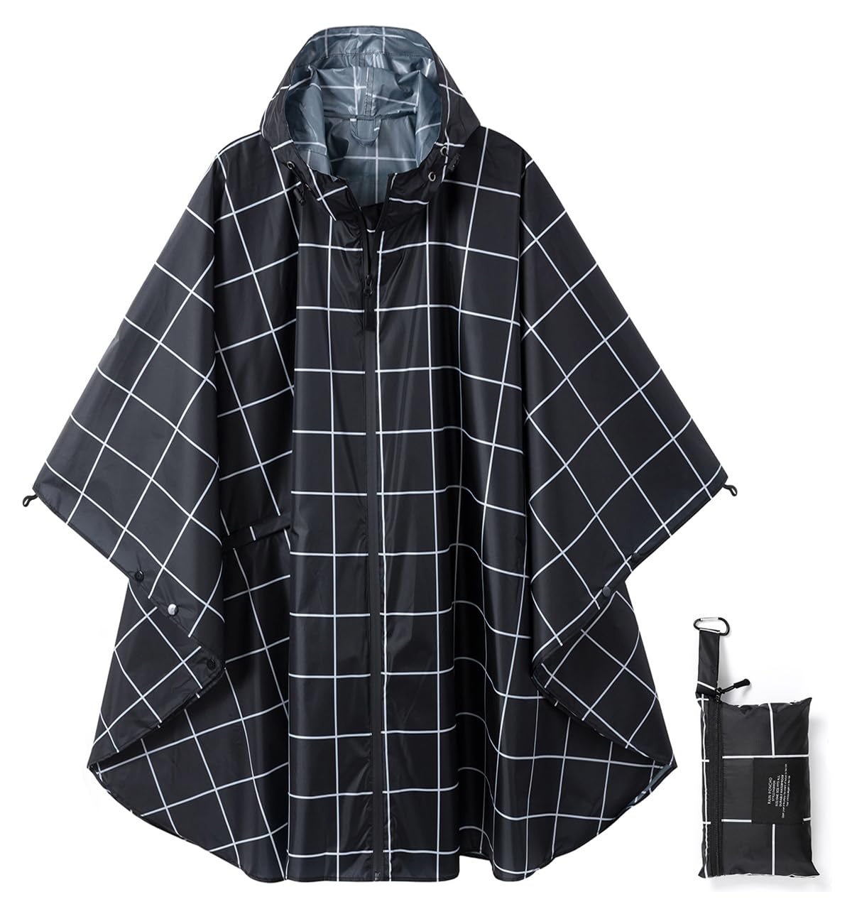 Rain Poncho Jacket Coat Hooded Zipper Style for Women/Men/Adult with Pocket