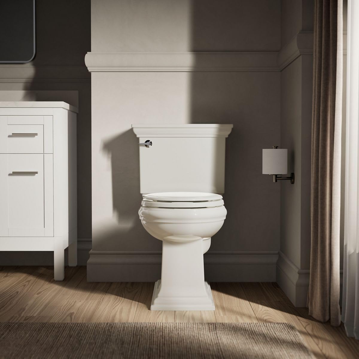 " KOHLER 20455-96 Ridgewood Round Soft Close Toilet Seat, Quiet-Close, Wood Toilet Seat, Home Essentials, Biscuit"