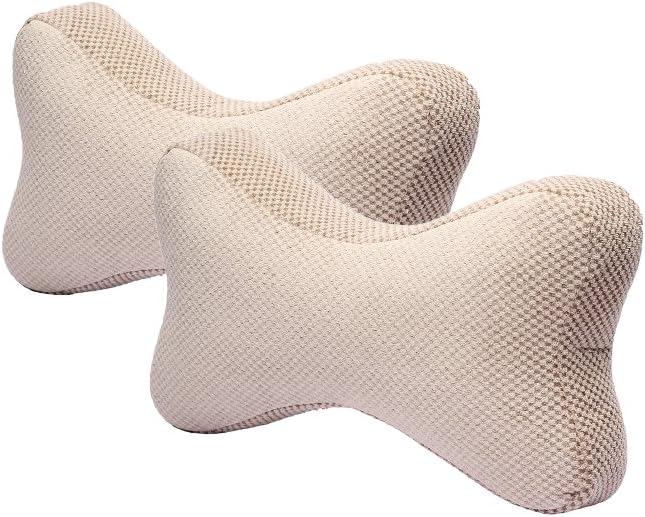 Magasin 2 Piece Memory Foam Car Neck Pillow Set - 12" x 6", Beige
