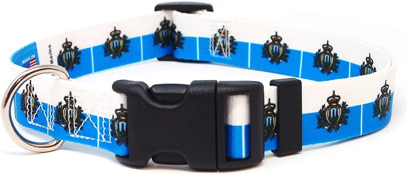 San Marino Dog Collar | San Marino Flag | Quick-Release Buckle | Made in NJ, USA | for Extra Large Dogs