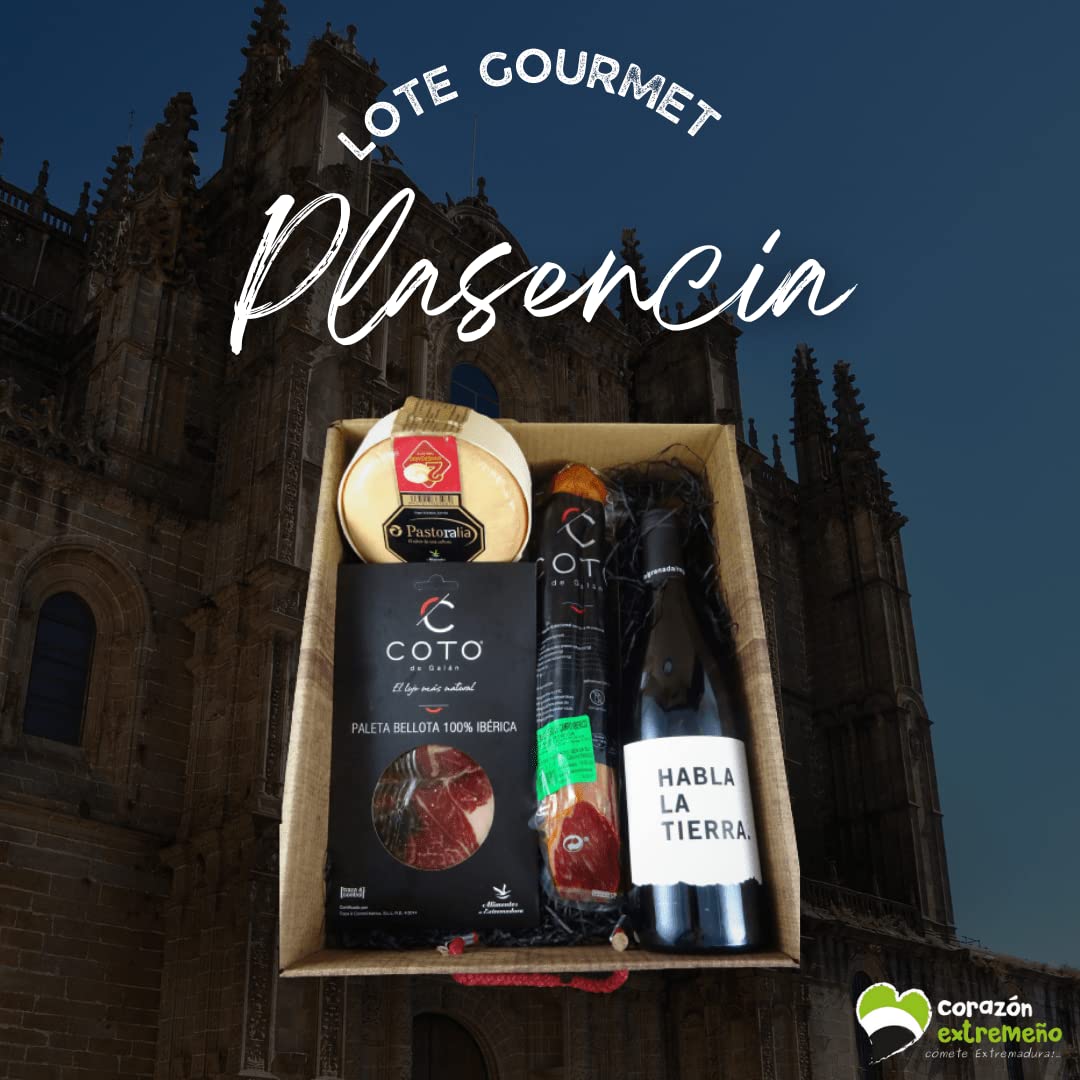 Cesta de Regalo para Empresas Gourmet con Jamón Ibérico de Bellota, Caña de Lomo Ibérico, Torta del Casar DOP, Vino Tinto Habla de la Tierra – Corazón Extremeño