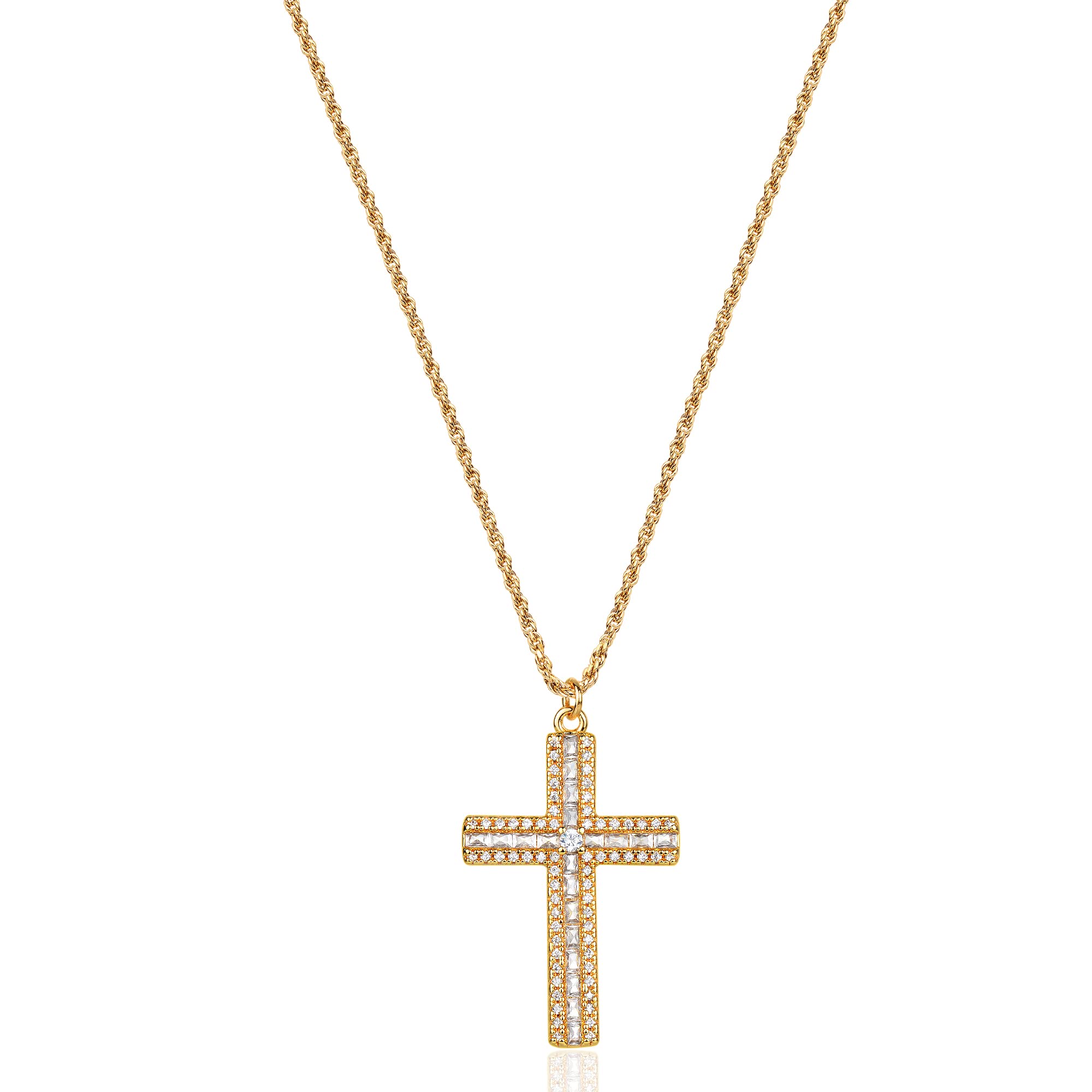 BENEIGEGold Cross Necklace 18K Gold Plated Dainty Simple Cubic Zircon Chain Celtic Cross Pendant Necklace Jewelry for Women Men