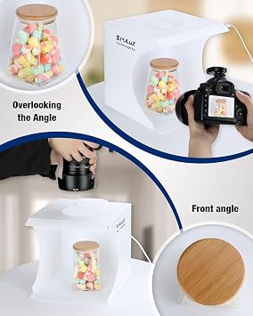PULUZ Mini Fotoğraf Stüdyosu Kutusu 20 cm Taşınabilir Işık Çadır Fotoğrafçılık Işık Çadır Beyaz Katlanabilir 20 LED Işıkları+6 Arka için Ürün Ekran