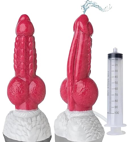 9.5" Big Monster Squirting Knot Dildo - Huge Thick Ejaculating Cumming Dildo, Giant Girthy Fantasy Dildos with Suction Cup, Massive Ribbed Knotted Dog Dildos, Adult Sex Toys & Games for Women Men Gay
