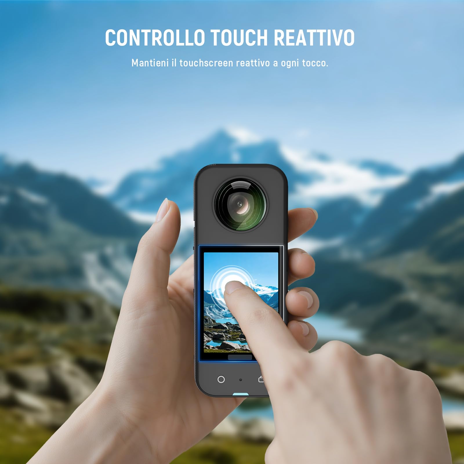 NEEWER Kit Accessori di Protezione Schermo per X4/X5 (2 Pezzi) Compatibile con Insta 360 X5 Insta360 X4 Action Camera, Pellicola Protettiva in Vetro Temperato Antigraffio 9H HD per Touchscreen, CA146