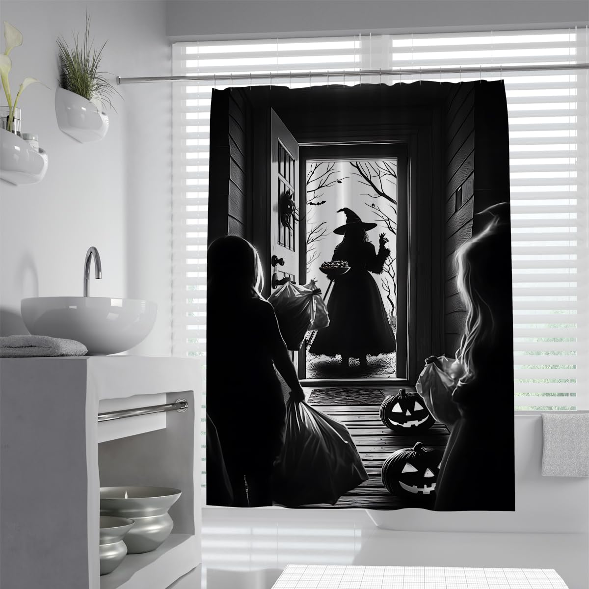 Cortina de Ducha Bruja Gótica Halloween Niños Truco 180x180cm