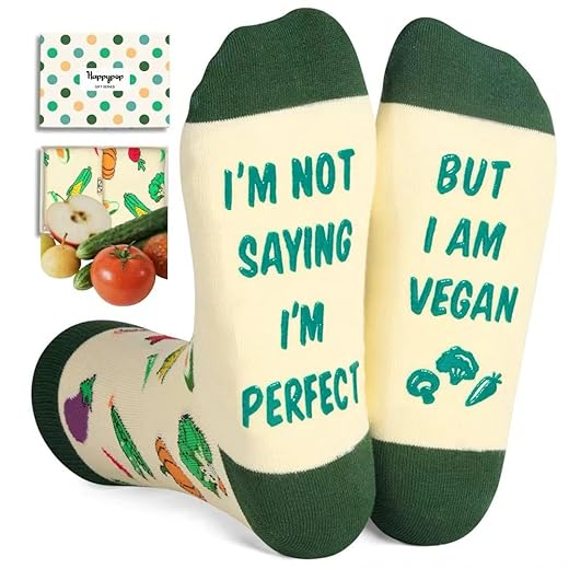 HAPPYPOP Unisex Funny Vegan Gifts for Women Vegetarian Gifts Gifts for Vegans Vegan Gifts Ideas, Vegan Socks Vegetable Socks