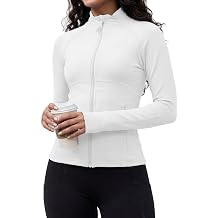 Waitfairy Zip Up Jackets for Women Yoga Gym Running Workout White