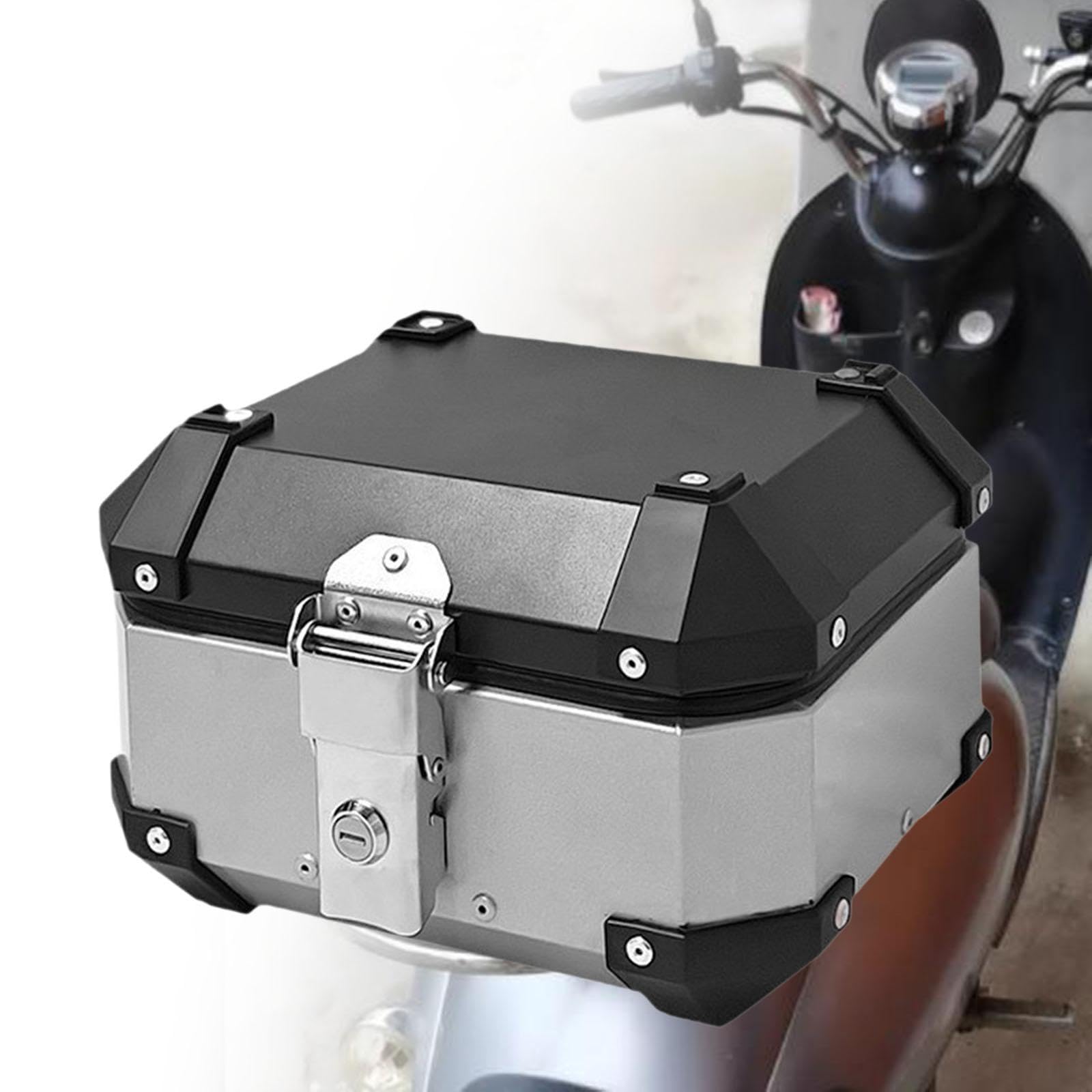 Baúl de Motocicleta Maleta Impermeable Capacidad 10L Instalación Rápida Antirrobo Adecuado para Transporte Diario Viajes Scooters, Plata