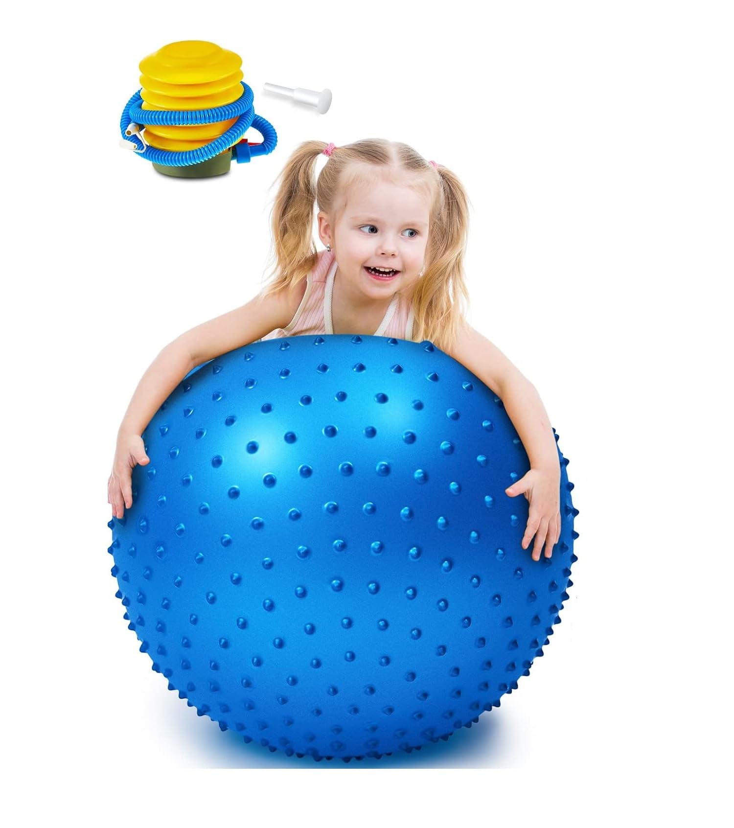 Large Sensory 75 CM Spike Gym Ball Fitness Gym Balance Stability Exercise Ball with Air Pump for Gym Exercise & Fitness, Core Training & Stretching, Best Birthing Ball for Pregnancy- (Blue)-image-40