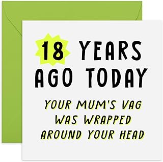 Central 23 - Funny 18th Birthday Card for Her - '18 Years Ago, Your Mum's Vag…' - 18th Birthday - Daughter Birthday Card - Son Birthday Card - Comes with Fun Stickers