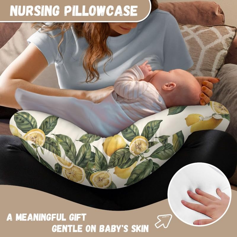Miniatura 6 de Funda de almohada con diseño de hojas de limón para lactancia materna, estilo vintage, acuarela, limón, ajuste de limón, para madres que amamantan,