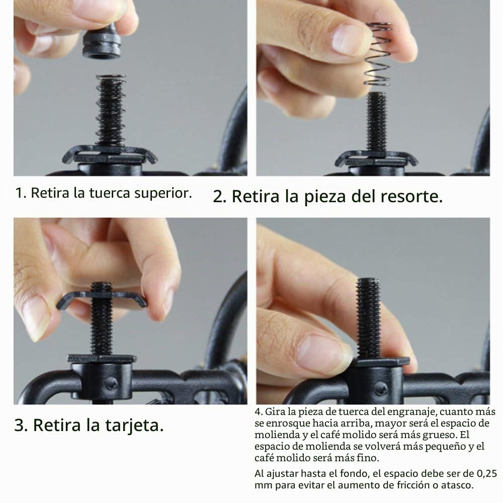 Molinillo de café Manual, molinillo de café con manivela de hierro fundido antiguo con ajustes de molienda y tipo cajón con rebabas de cerámica para Espresso