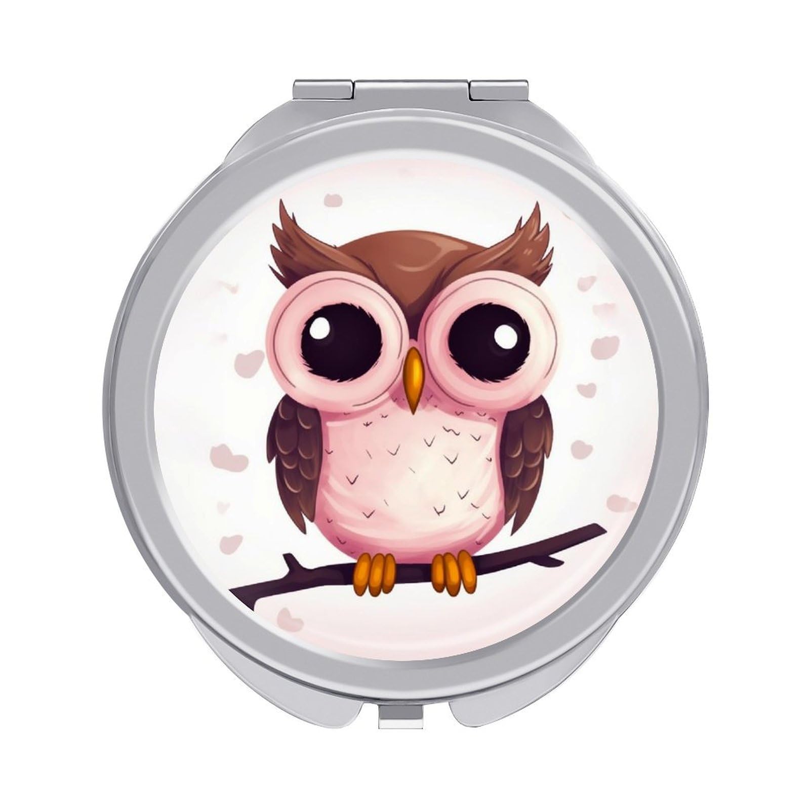 GFLFMXZW Cute Owl Travel Makeup Mirror, 1x/2x Magnification, Portable Pocket Mirror for Purse Round Mini Cosmetic Compact Mirror Cute Handbag Mirror