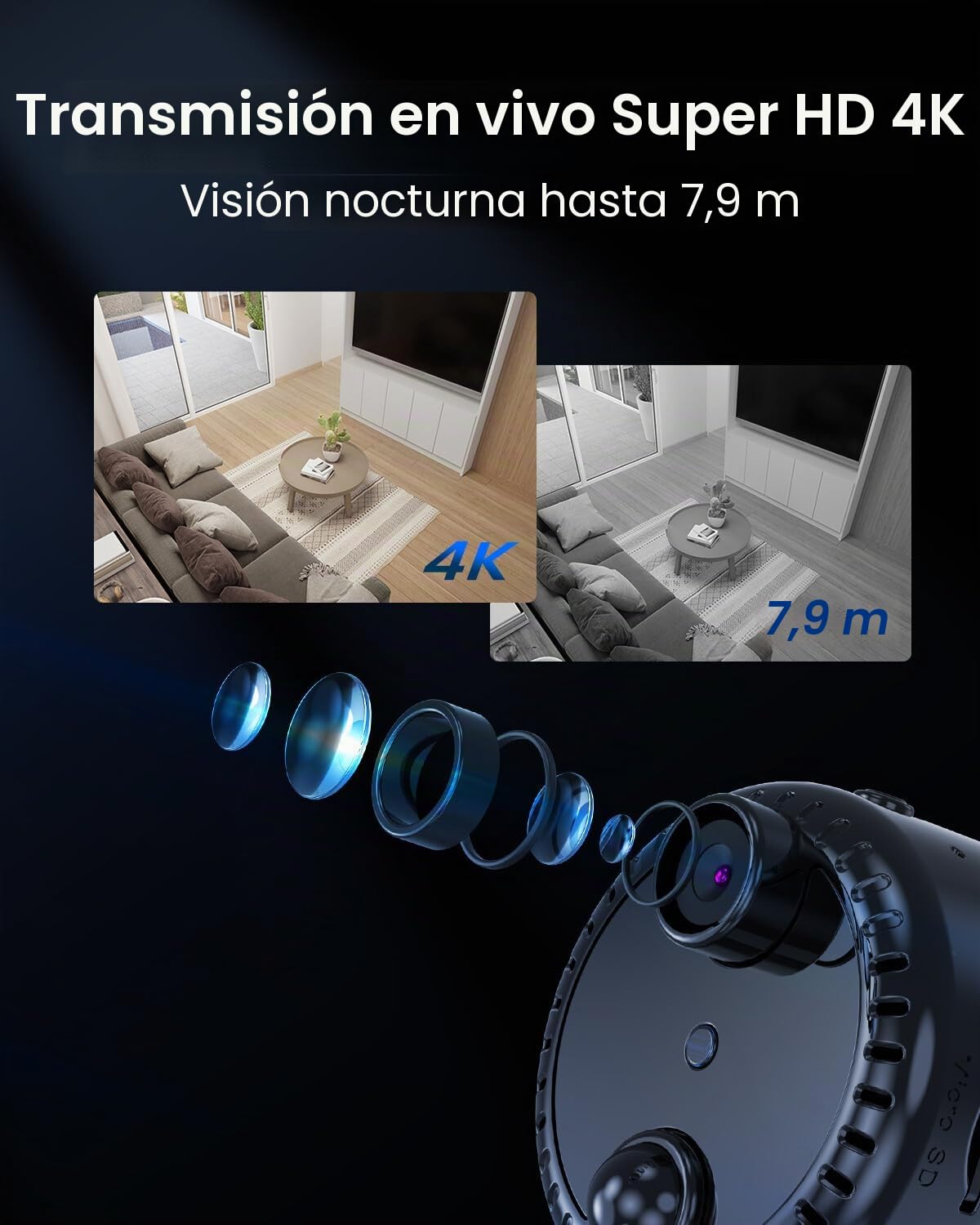 VIDCASTIVE Mini cámara oculta espía 4K inalámbrica WiFi pequeña cámara de niñera portátil interior secreta minúscula cámaras de seguridad de video con 100 días de duración de la batería en espera,