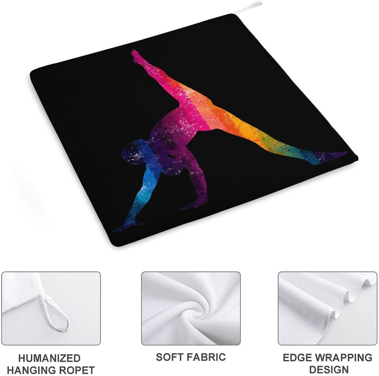Gymnastics Dancing Rainbow Microfiber Hand Towels for Bathroom Soft Absorbent Bath Kitchen Towel with Hanging Loop 4PCS