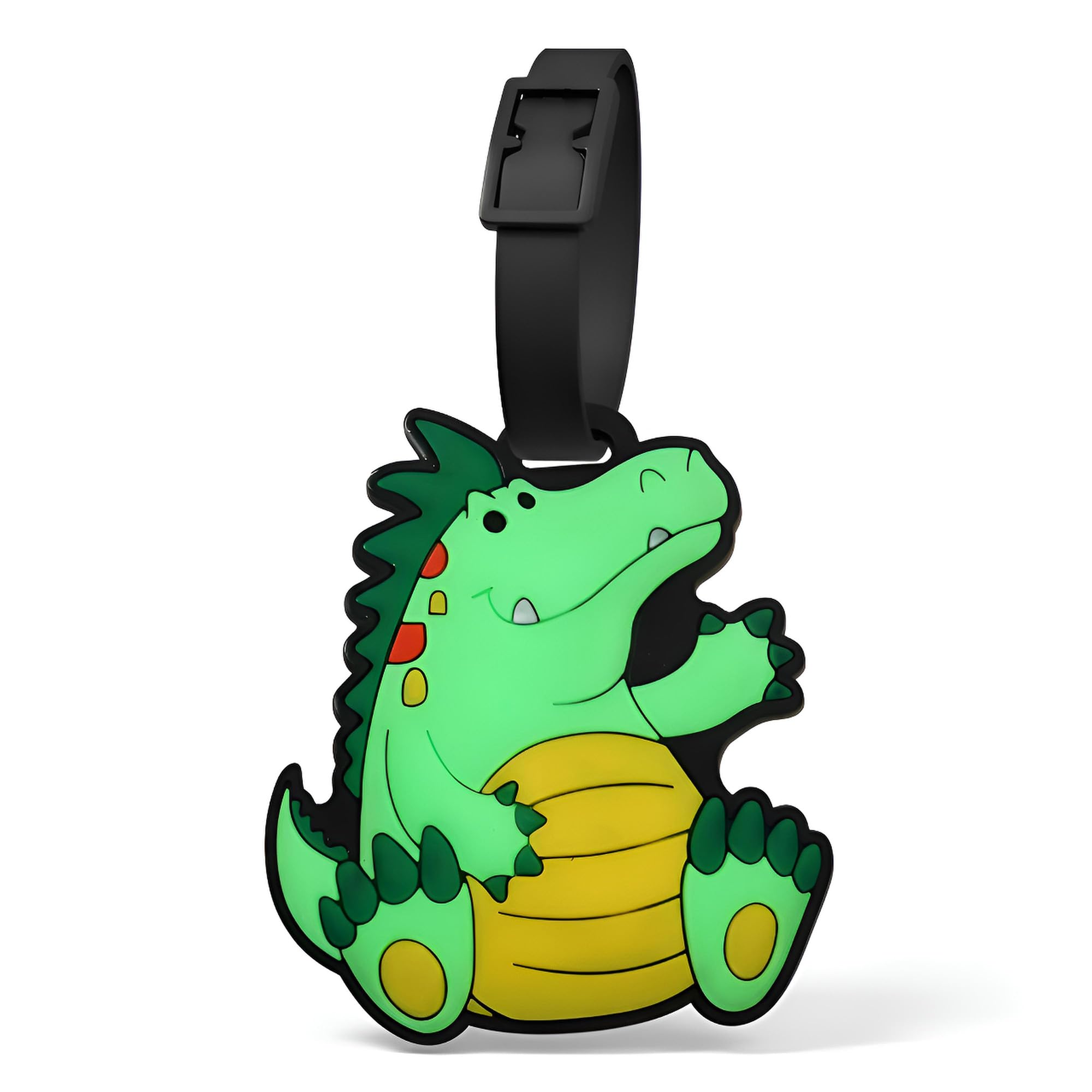 Cute Dinosaur Luggage Tag for Kids – Durable Silicone Bag ID Label, Easy-to-Spot Name Tag for Suitcases, Backpacks, School Bags, Travel & Holiday