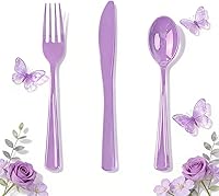 Vista 17 de WDF 120 cubiertos de plástico dorado – Juego de cubiertos desechables de plástico dorado resistente – 40 tenedores, 40 cucharas, 40 cuchillos