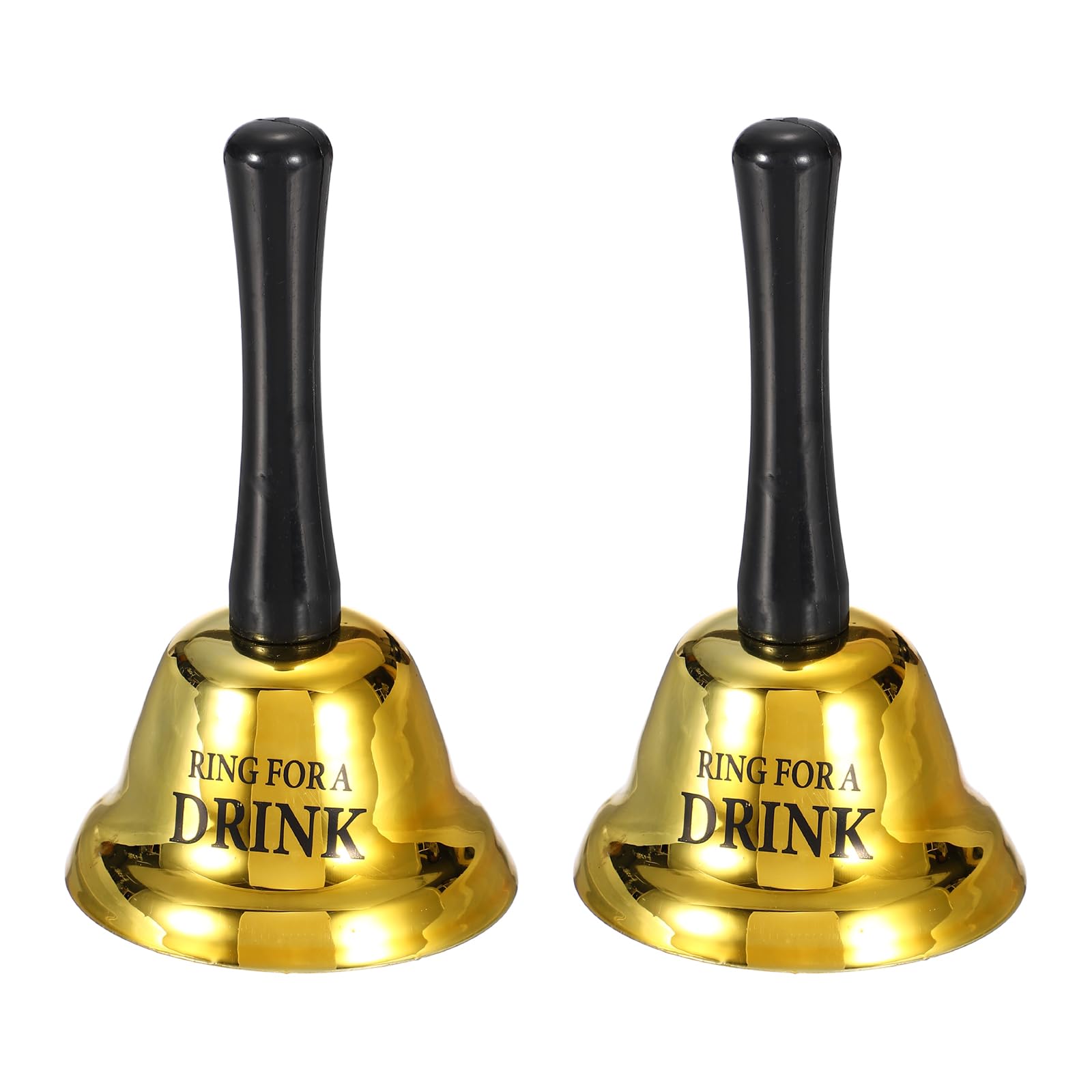 PATIKIL 2Pcs Hand Bell, 3" Small Service Call Bell for Restaurant(DRINK, Yellow)