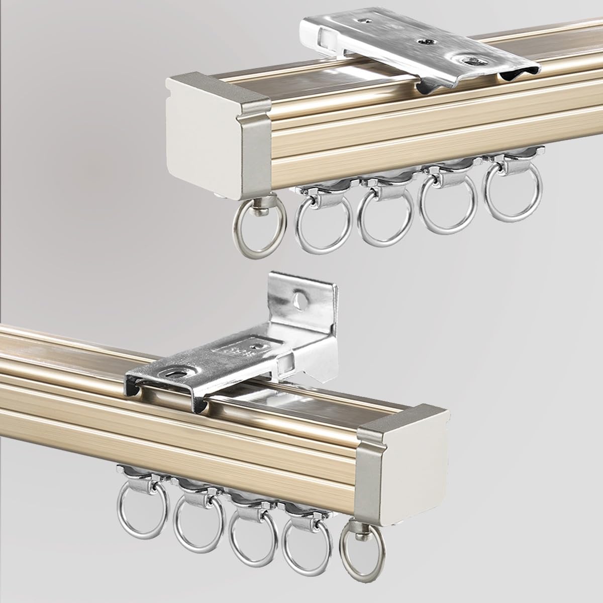 Robuste Aluminium-Vorhangschiene, 120–300 cm, geräuschlose Deckenstange mit leichtgängigem Gleitsystem, perfekt für schwere Vorhänge, ideal für Wohnzimmer und 500 cm lange Decken