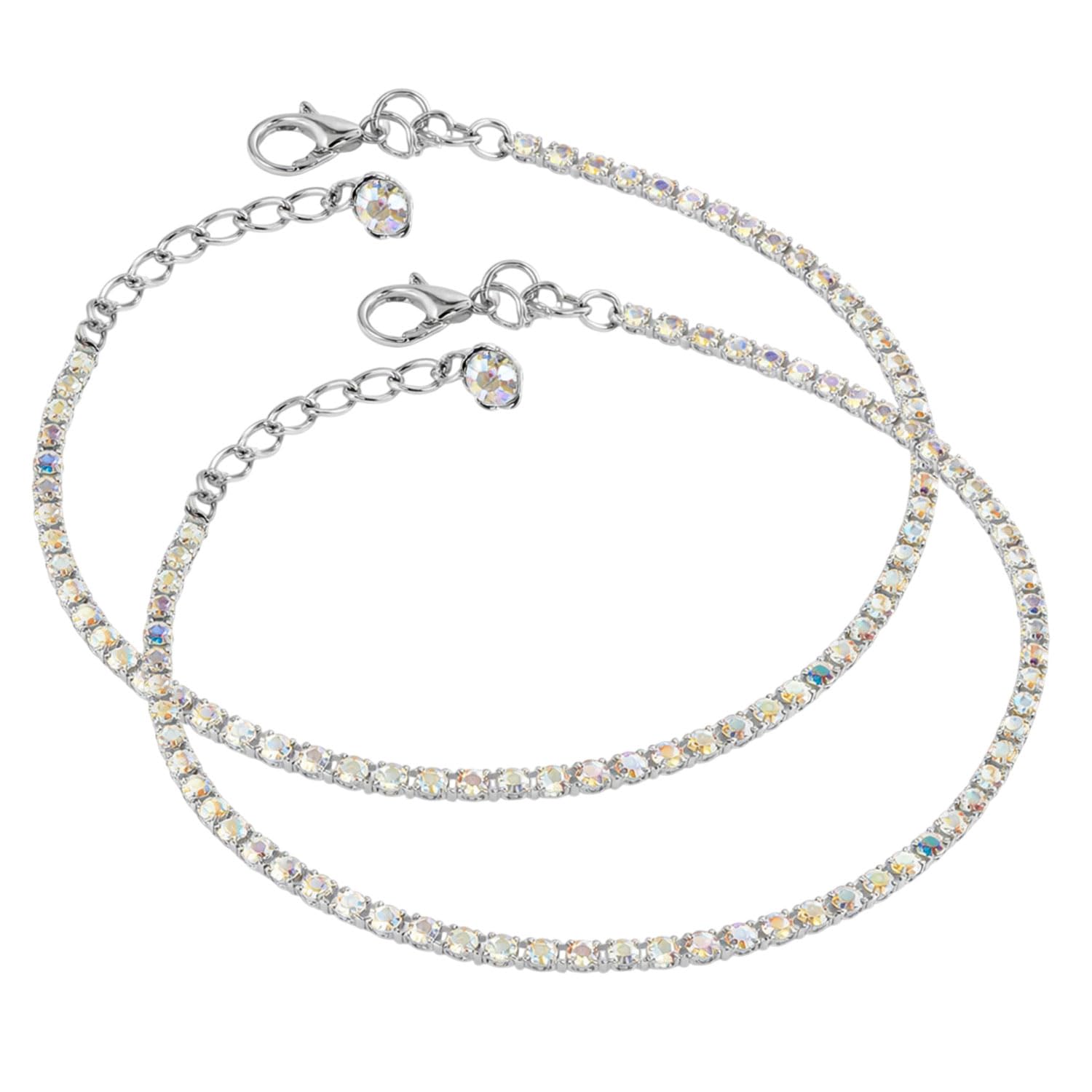 FASHIONS Trendy Crystal Rhinestone Pair Payal Anklet Toes Foot Ankle Chain Anklets For Girls Women (Silver Ankle Payal Chain)-image-3