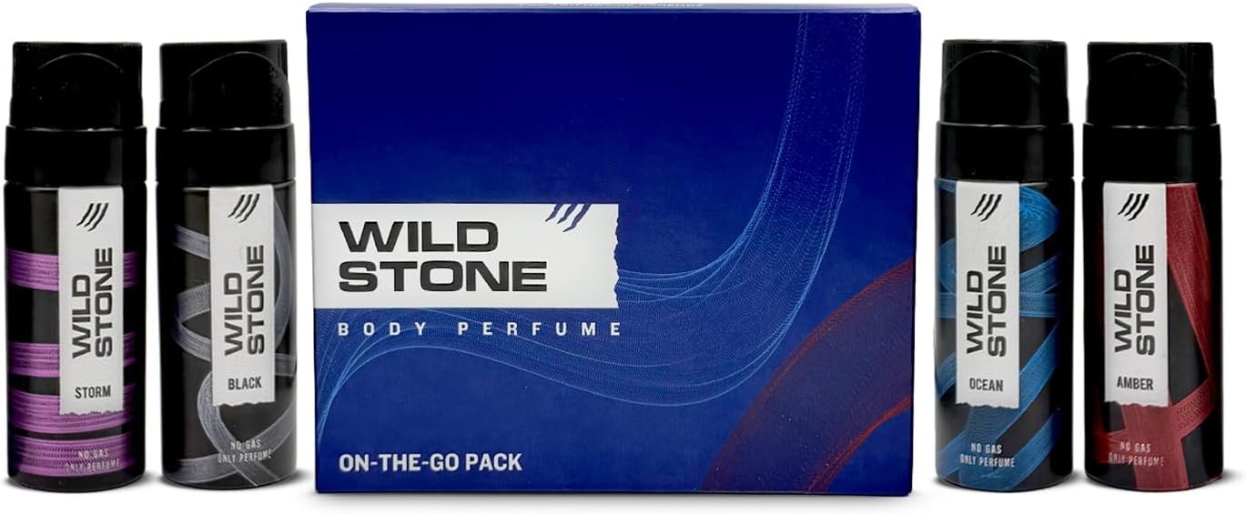 Intense No Gas Spray Deodorant Travel Pack Gift Set For Men With Black, Ocean, Trance And Woods Mini Deodorants For Men, Pack Of 4 (40Ml Each)|Gift For Men|