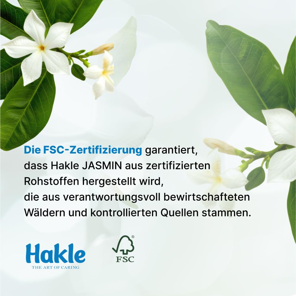 Hakle Toilettenpapier mit Jasminduft & Dekor - 72 Rollen, 3-lagiges Klopapier, 150 Blatt pro Rolle, WC Papier mit 60% recycelte Verpackung, FSC-zertifiziert
