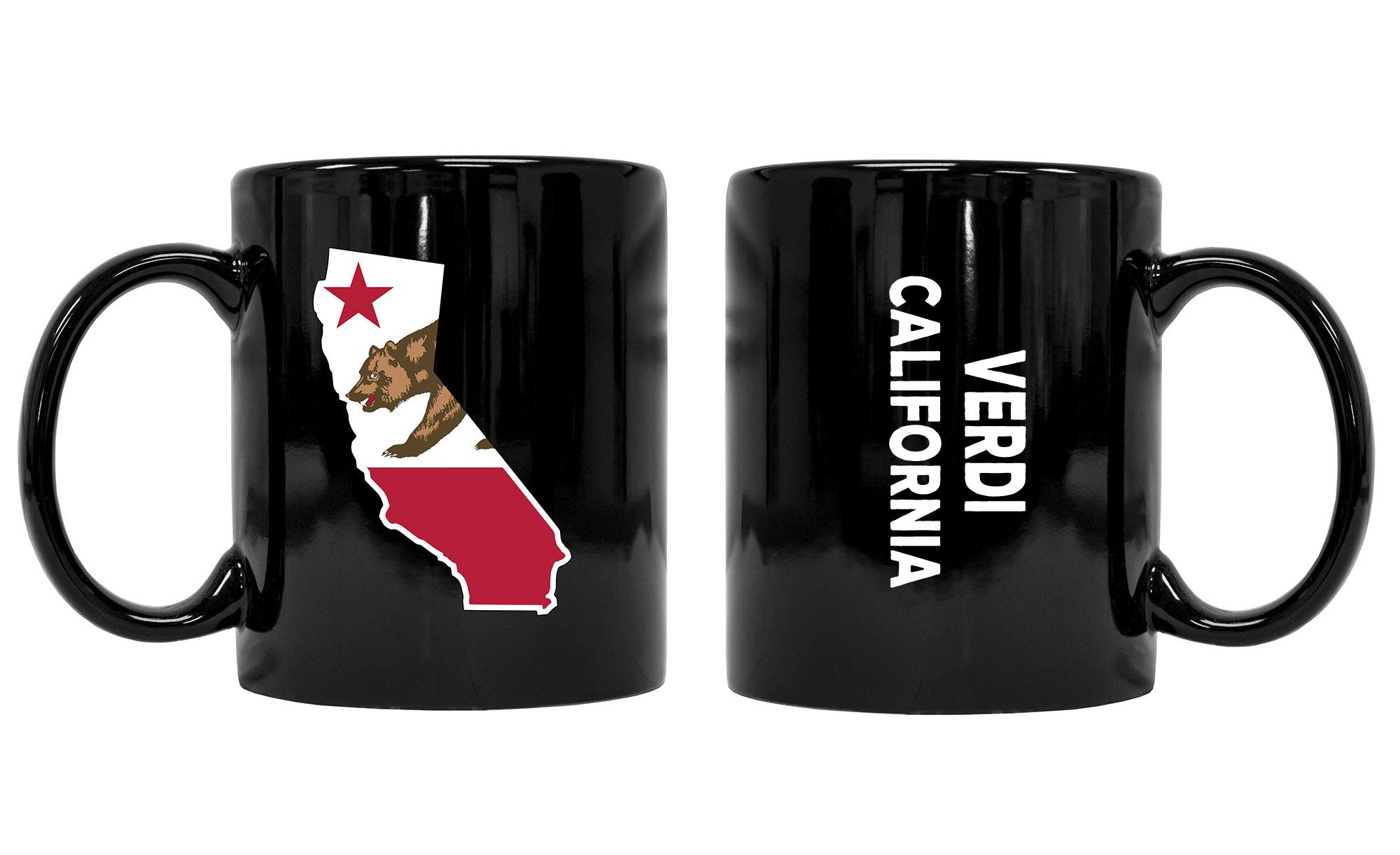 R and R Imports Verdi California Souvenir Black Ceramic Coffee Mug 2 Pack (Black).