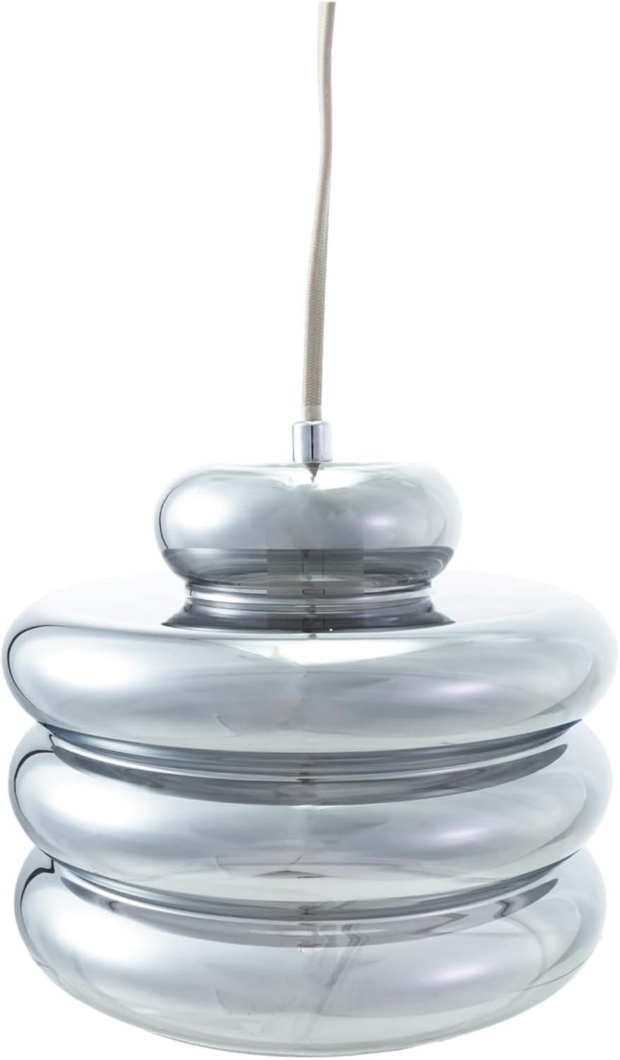 Bloomingville Glass and Metal Pendant Lamp, 6' Cord, Chrome Finish