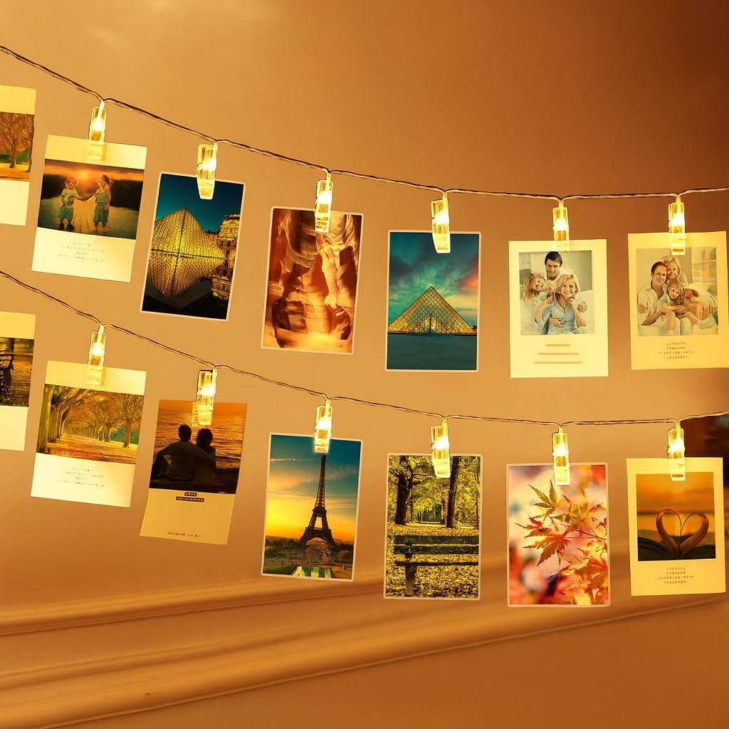 14-LED Photo Clip String Lights – USB Powered, Decorative Fairy Lights for Weddings, Birthdays & Home Décor – Warm White LED Party Lights for Photo, Restaurant & Festival Use