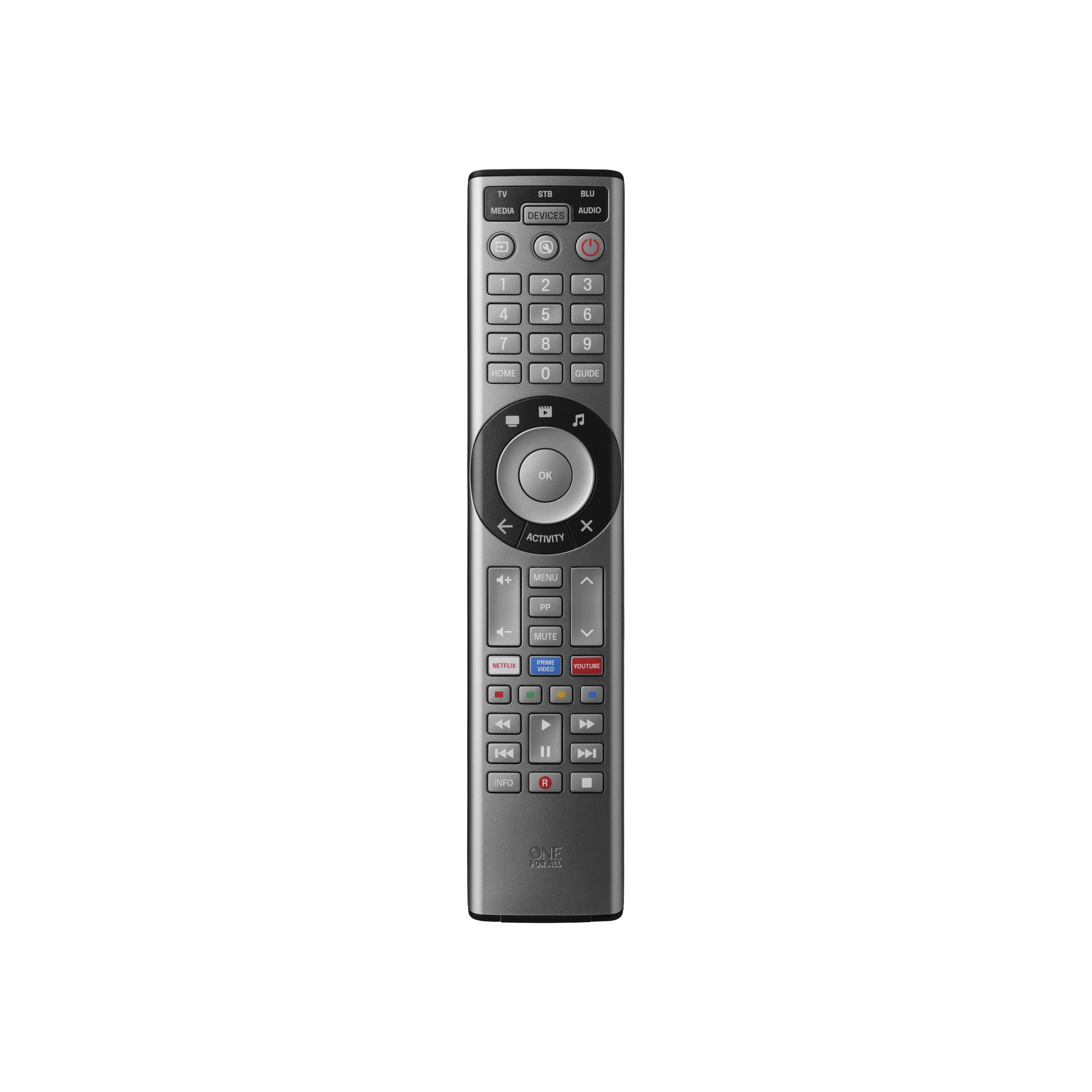 Telecomando universale One For All Smart Control Pro 5 – Funziona con TV, decoder, Blu-ray, dispositivi audio e streaming (modello URC 7956)