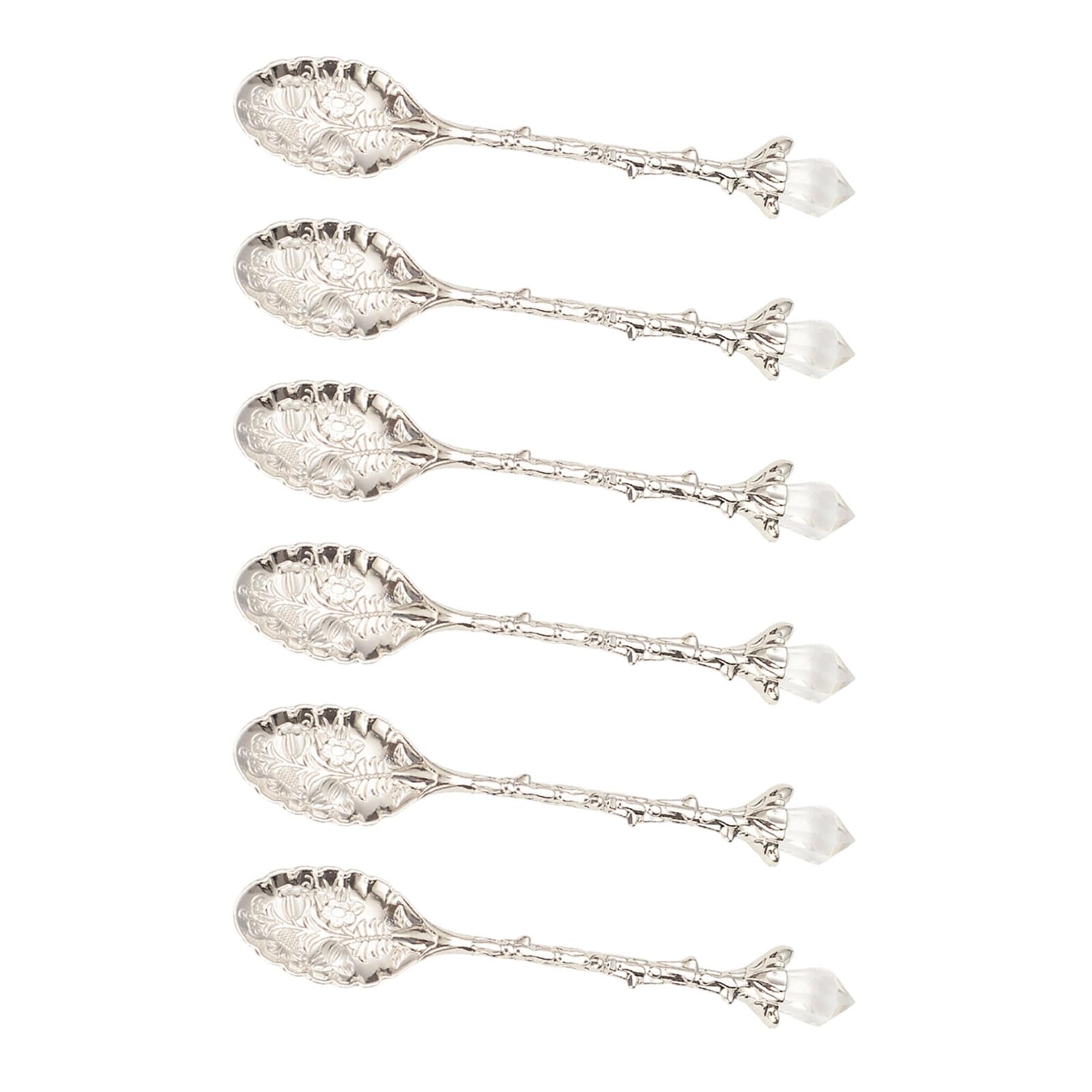 Tsophreniq 6PCS Antique Incised Mixture Tisane Spoons with Ergonomic Handle for Dough Sugar Seasoning Tableware Set Old Incised Metal Mixture Spoon