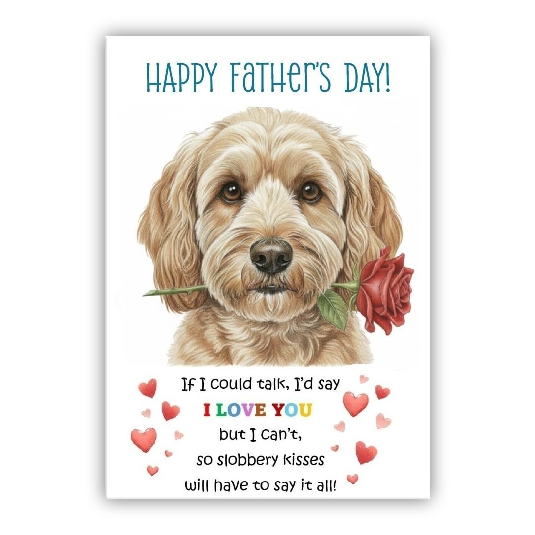 Father’s Day Card From the Dog. Adorable Fathers Day Pet Card. Many Breeds Available. (• Cavapoo fawn– Cavoodle)
