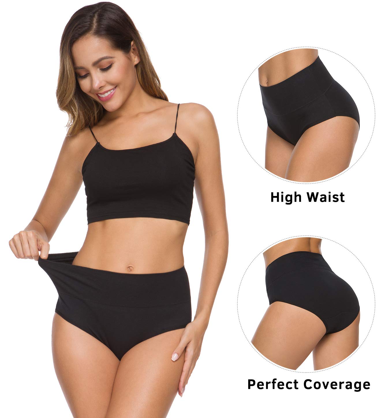 Xibing Damen Baumwolle Unterwäsche Weich Atmungsaktiv Hohe Taille Slips Full Coverage Panties Multipack