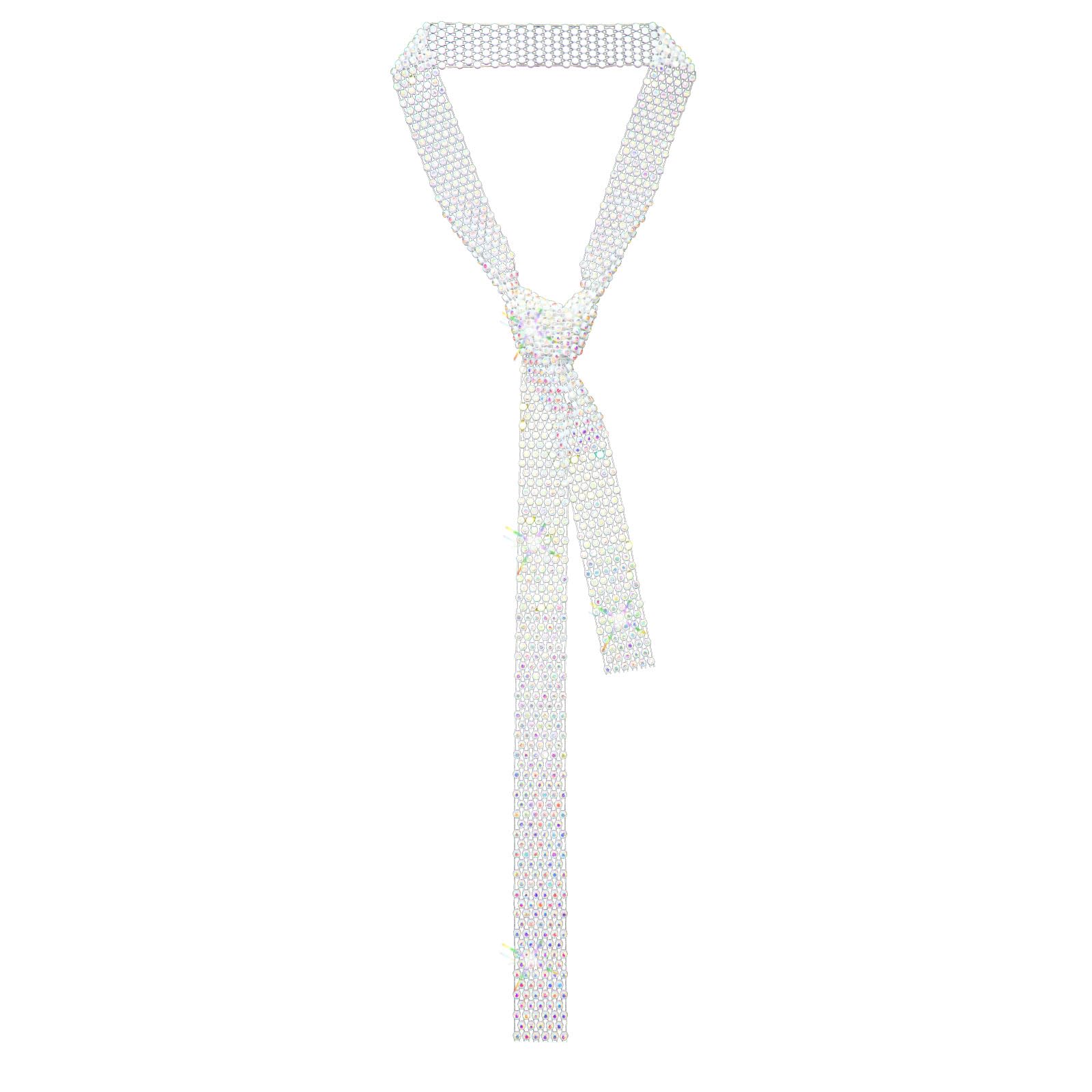 LJBFNN Ties for Women, Sparkling Rhinestone Womens Tie Long Thin Crystal Necktie for Party Prom Wedding Cosplay Beach Daily
