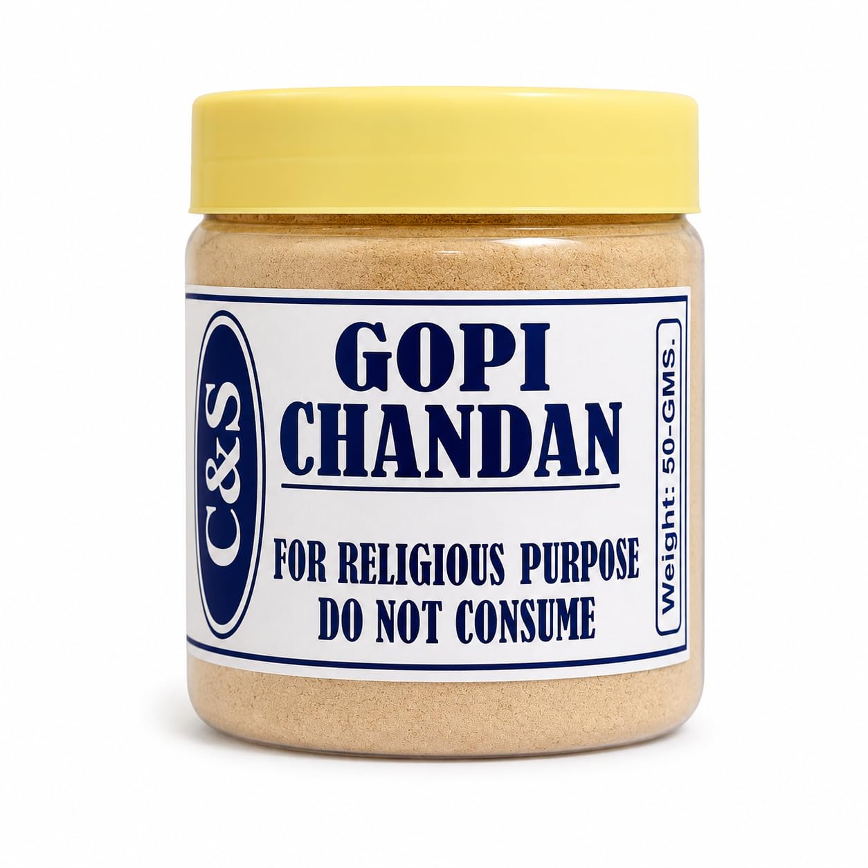 C&S Homestore Gopi Chandan Beige Powder for Hindu Puja, Vaishnav Tilak, Krishna Worship, ISKCON, Temple, Mandir, Pooja Samagri, Religious Ceremonies, Daily Prayer and Traditional Devotional Use