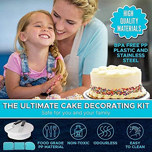 Image of Cake Making Set Combo - 360-Degree Rotating Turntable Table, 12 Piece Cake Decorating Nozzle, 4 Pcs Scraper Set, 3 Pcs Multi-Function Stainless Steel Cake Icing Spatula Set (Combo 8)