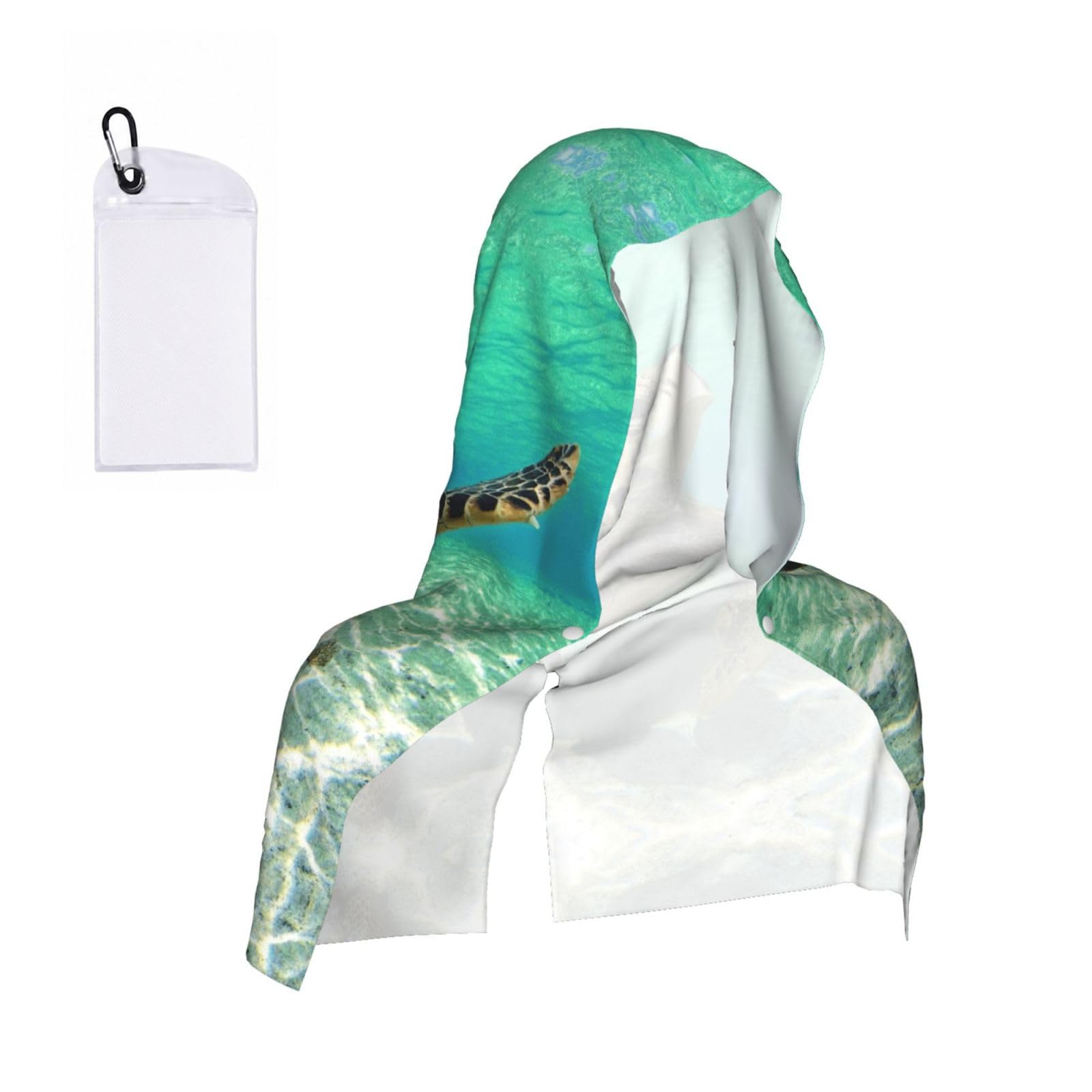 EZDLOWVBA Sea Turtle Print 2 Pack Cooling Hoodie Towels,Sports Headscarf, Neck Wrap Scarf,Breathable Cooling Towel For Neck And Face, Travel, Swimming, Training
